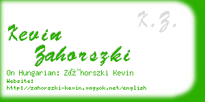 kevin zahorszki business card